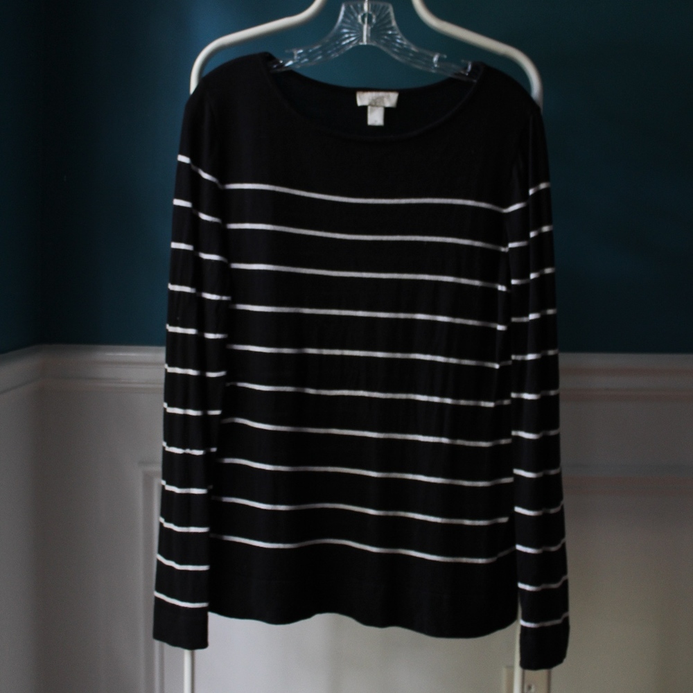 Black and White Striped LOFT Sweater